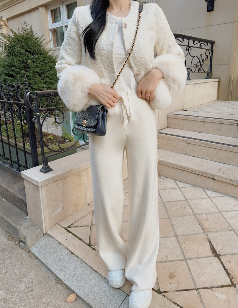 DHOLIC エコファーツイードジャケット 再入荷*キルト裏地エコファーツイードジャケット | レディース