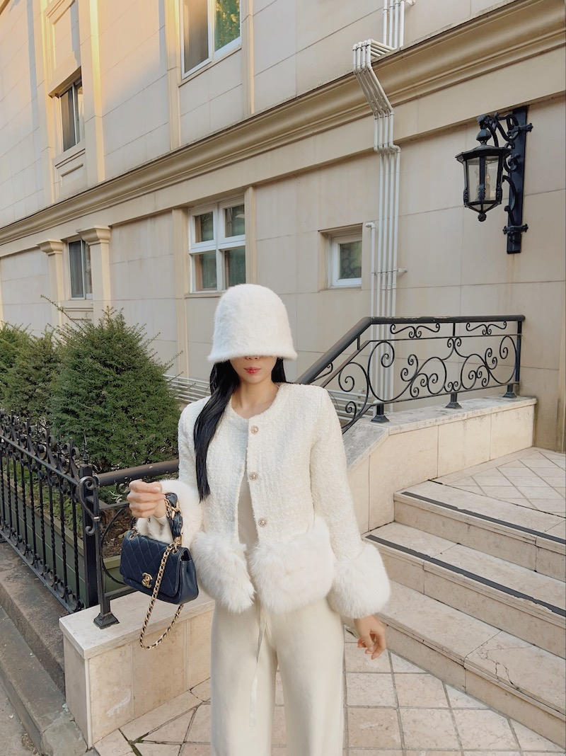 ファー配色ツイードジャケット | レディースファッション通販 - DHOLIC