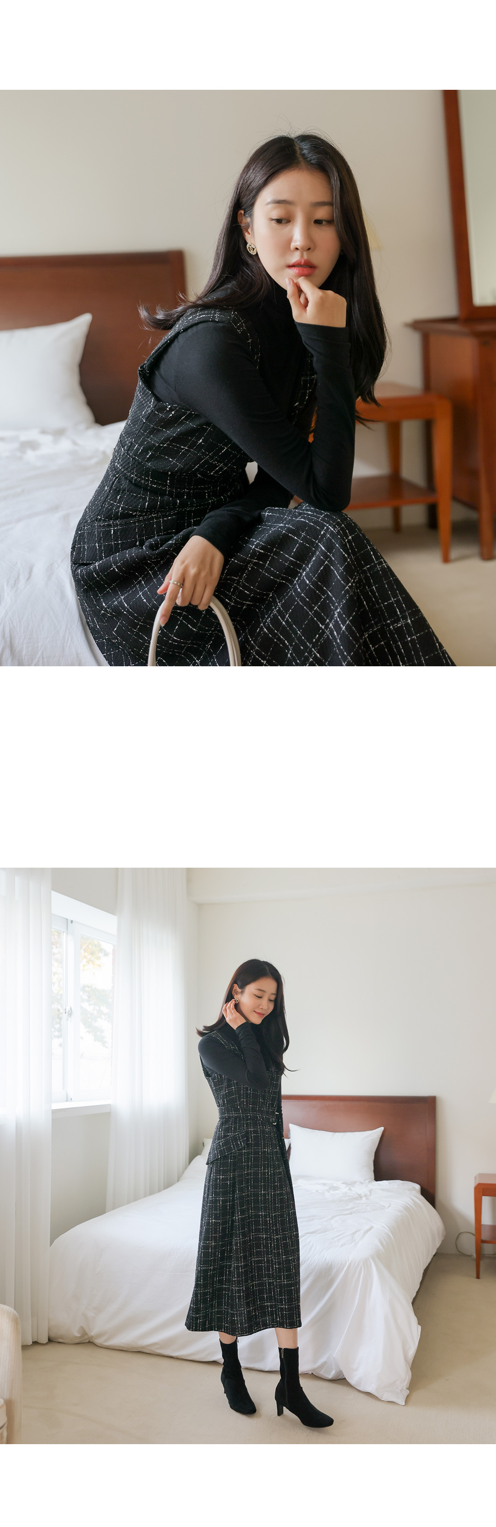 JILL by JILL STUART】ツイードニットワンピース ブラック