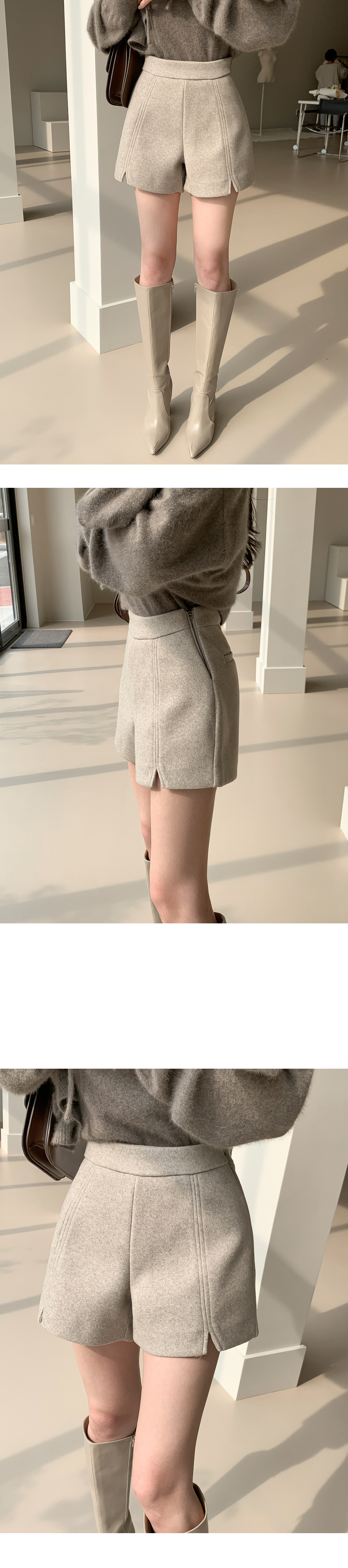 パンツ裏地センターラインスリットショートパンツ | レディース