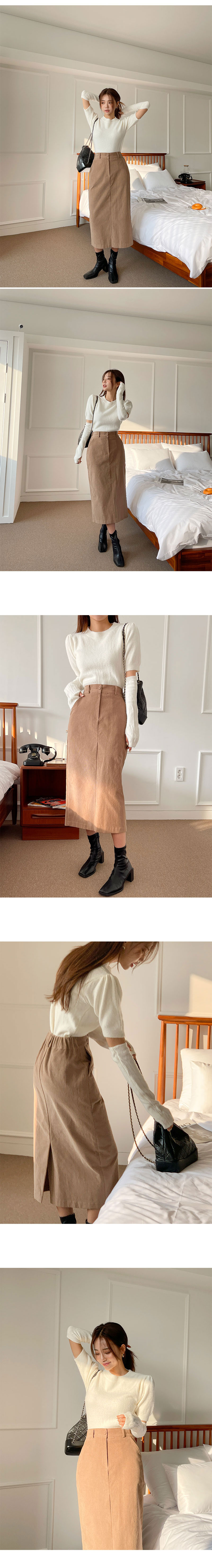 ボタン留めコーデュロイロングスカート | レディースファッション通販