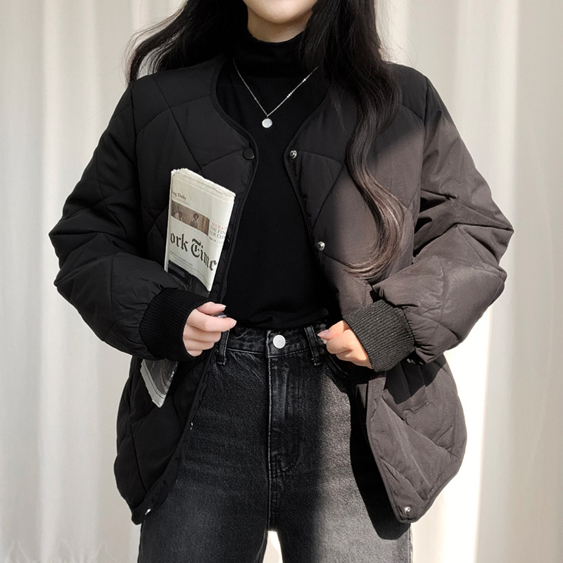 ノーカラーダイヤキルティング中綿ジャケット | レディース