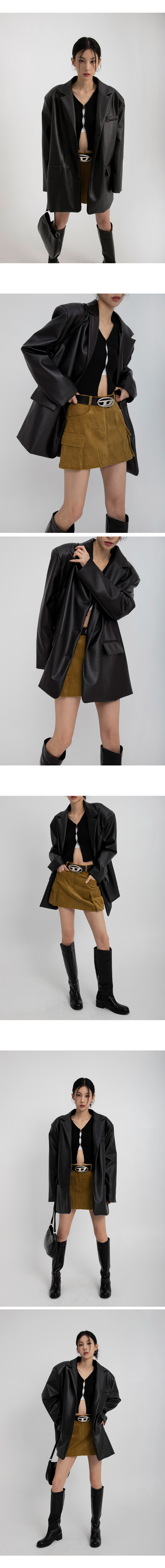 【Norma Kamali】オーバーサイズ fauxレザーブレザー Norma Kamali オーバーサイズ フェイクレザー ブレザー