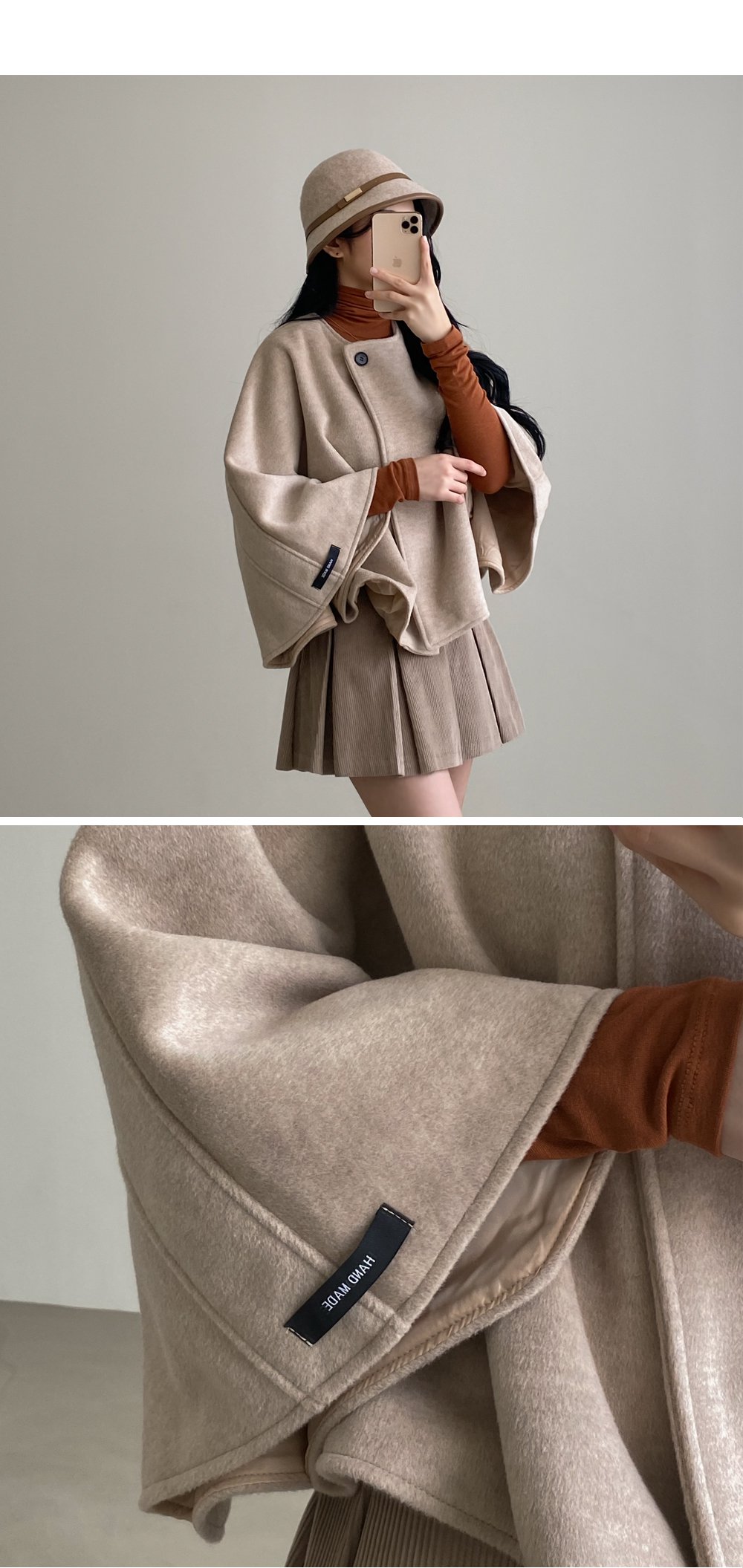 ウール混ワンボタンケープジャケット | レディースファッション通販