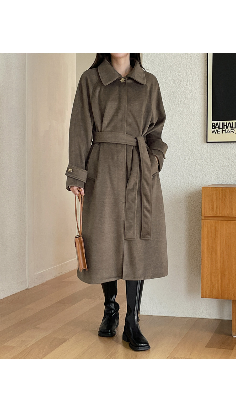 ストラップ付ラグランスリーブコート | レディースファッション通販