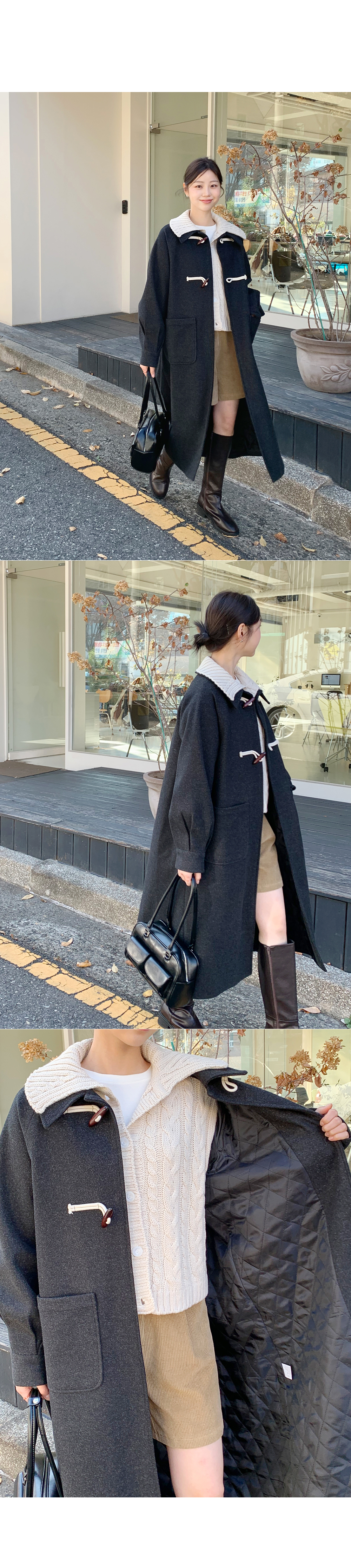 キルティング裏地ロングダッフルコート | レディースファッション通販