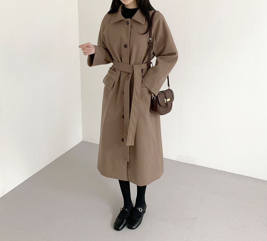 ヤ*カ様 Sealup ブラウン ロング　コート　ベスト　48 ポリエステル ストラップ付ラグランスリーブロングコート | レディースファッション