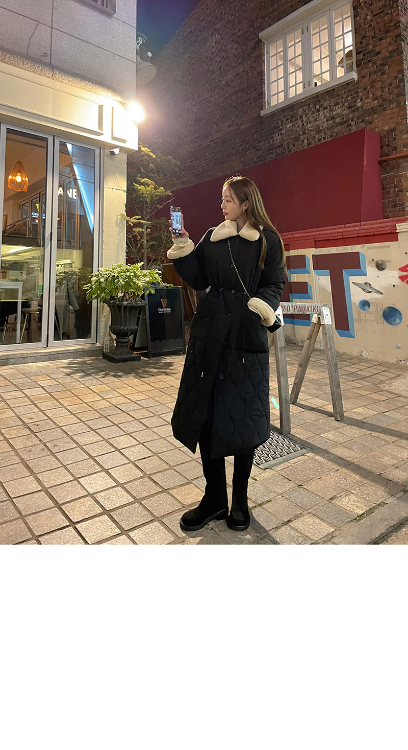ファー裏地ウェーブキルティングコート | レディース