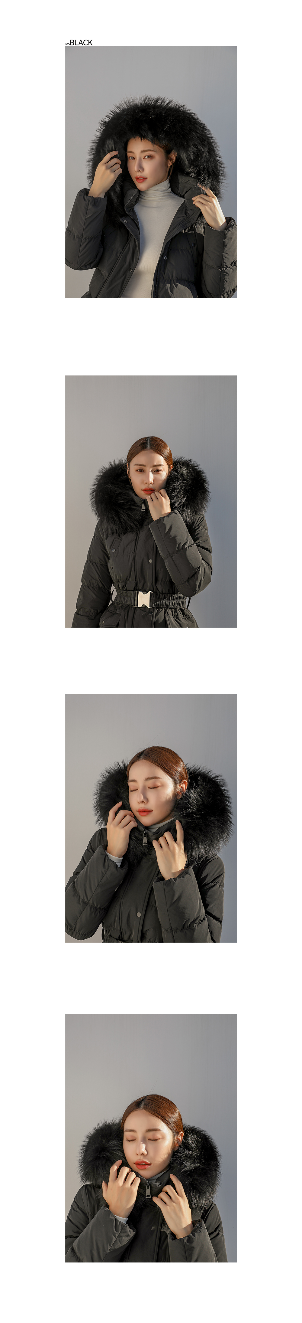 ファー&フード&ベルト付ダウンジャンパー | レディースファッション