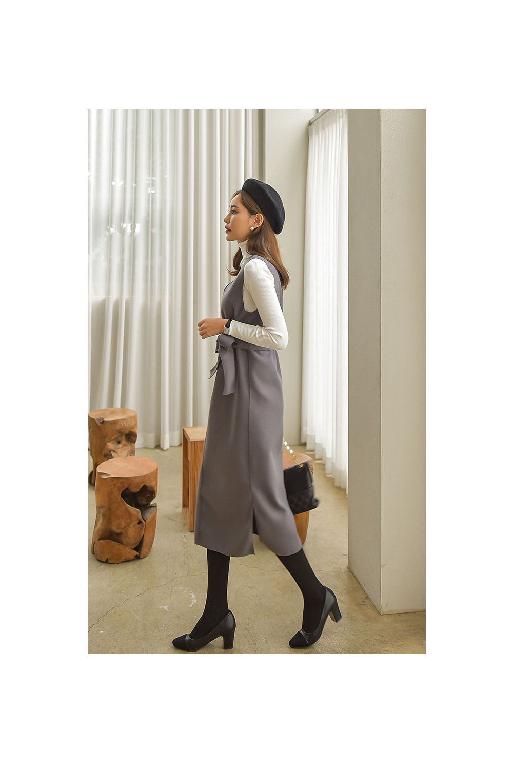 Donna Karan ベルト付きカウルネックワンピース ダナキャラン レディース ワンピース トップス DKNY by Donna