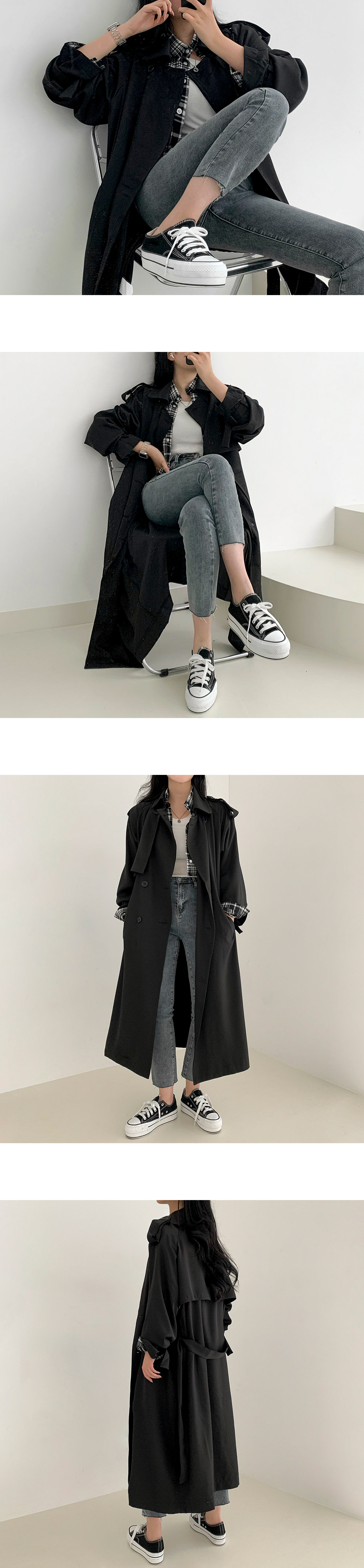 ベルト付ガンフラップトレンチコート | レディースファッション通販