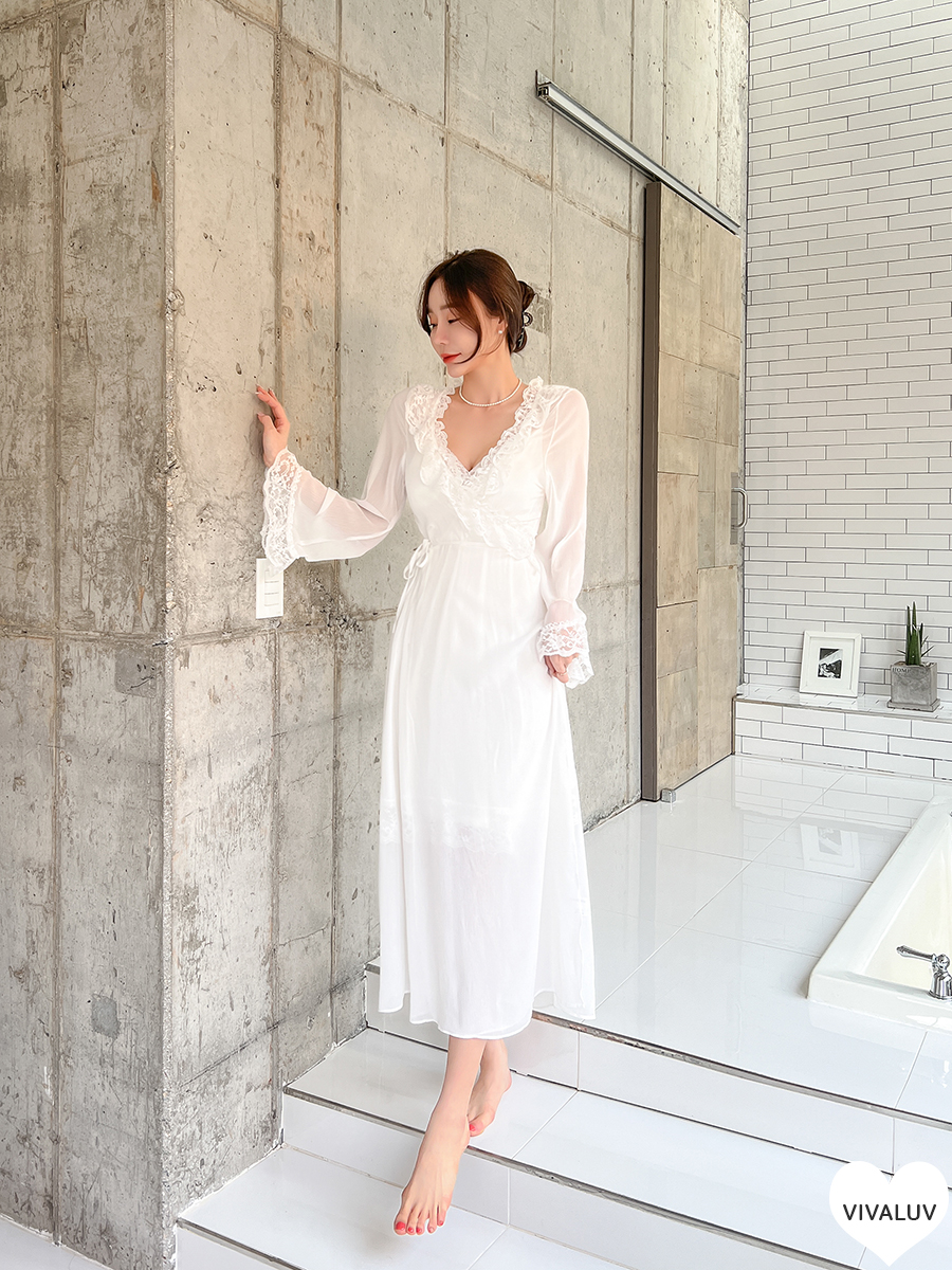 ガウン付レーススリップパジャマワンピース | レディースファッション