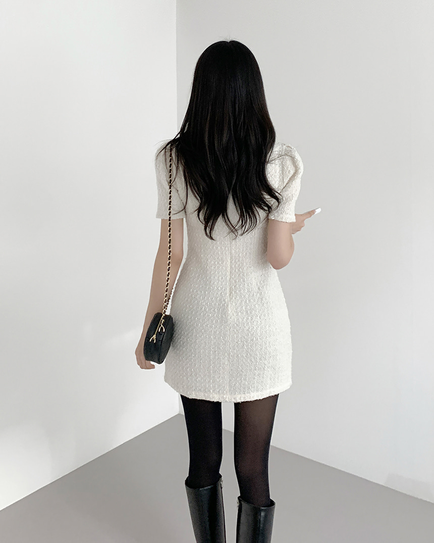 半袖ツイードミニワンピース | レディースファッション通販 - DHOLIC