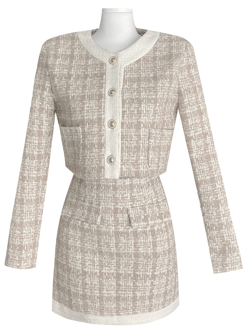 配色クロップドツイードジャケット&スカートSET | レディース
