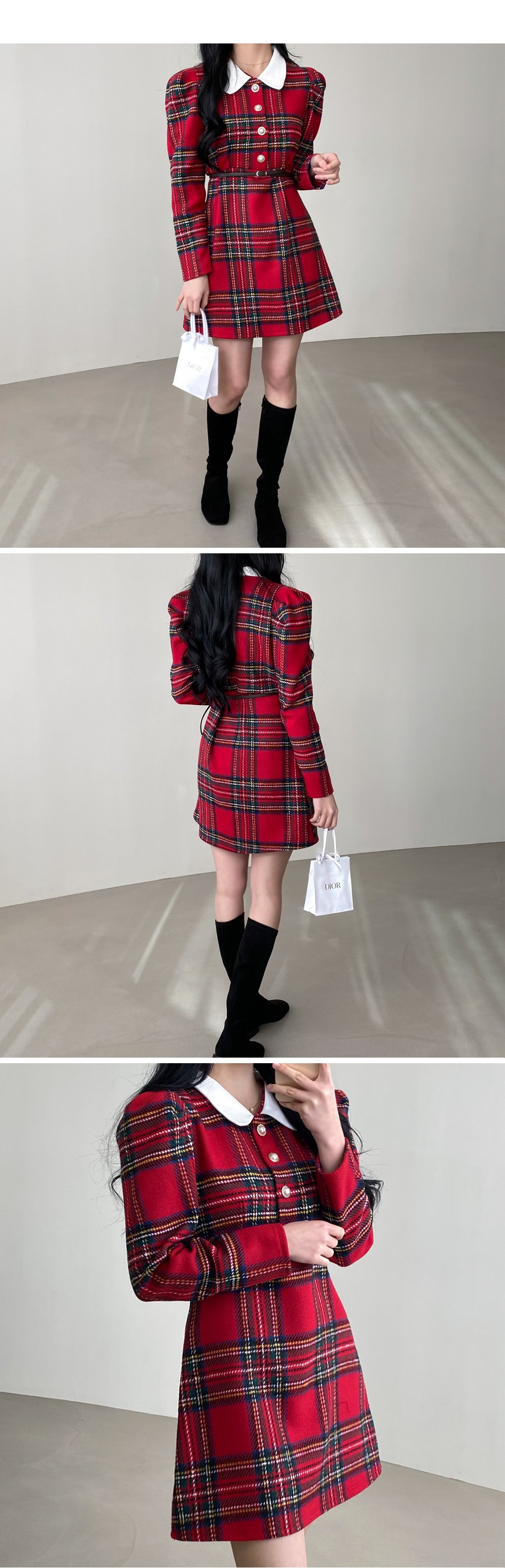 osharewalker ワンピース レディース ロング丈 クルーネック 五