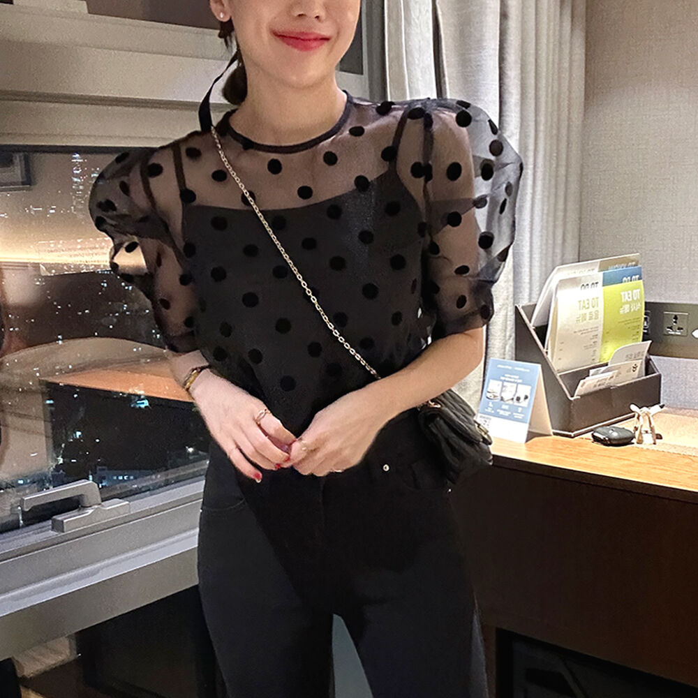 シアードットパフスリーブブラウス | レディースファッション通販 - DHOLIC