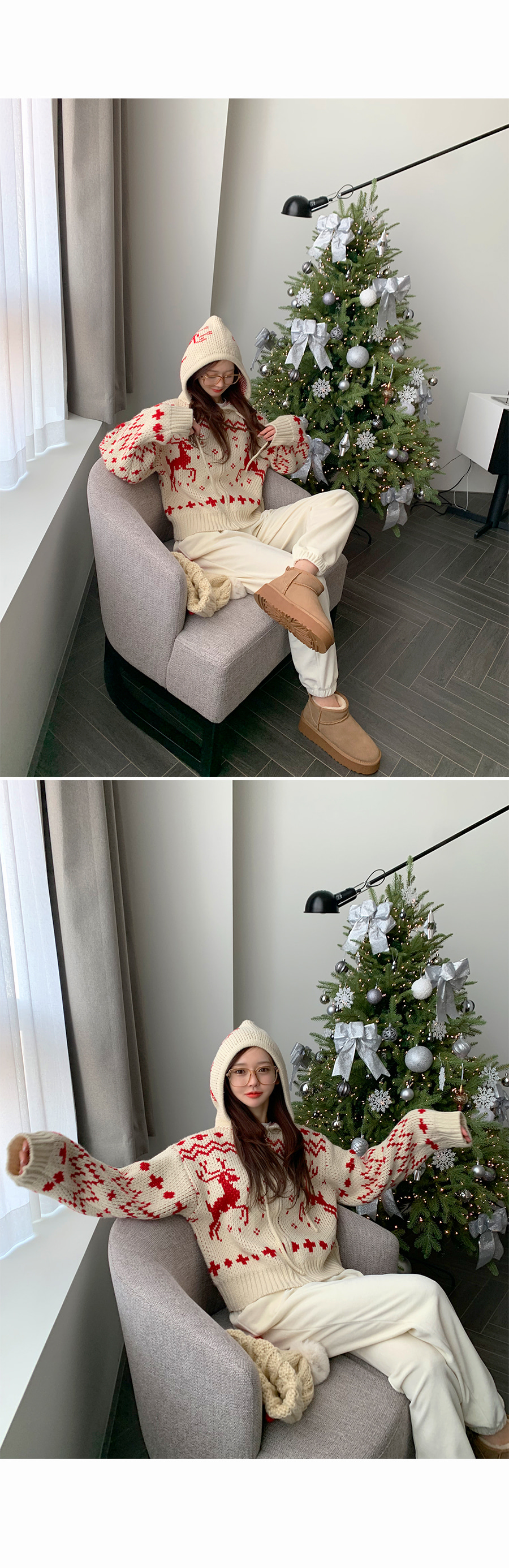 ノルディック柄ジップニットカーディガン | レディースファッション