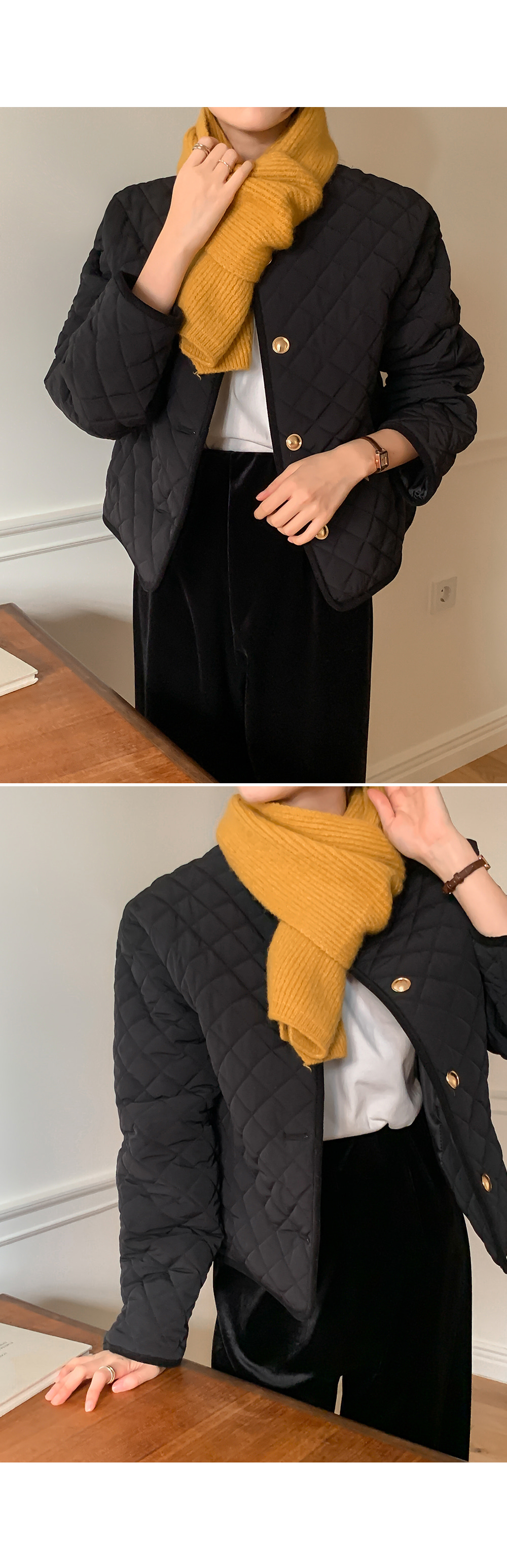 ゴールドボタンキルティングジャケット | レディース