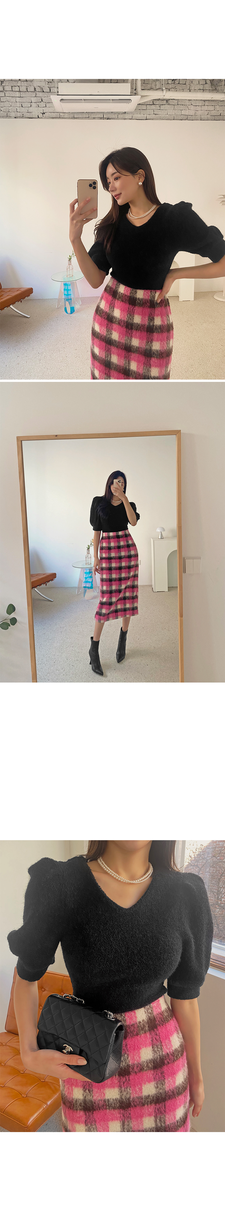 新品】サイズFree♡DHOLIC♡ チェックパフダブルボタンコート