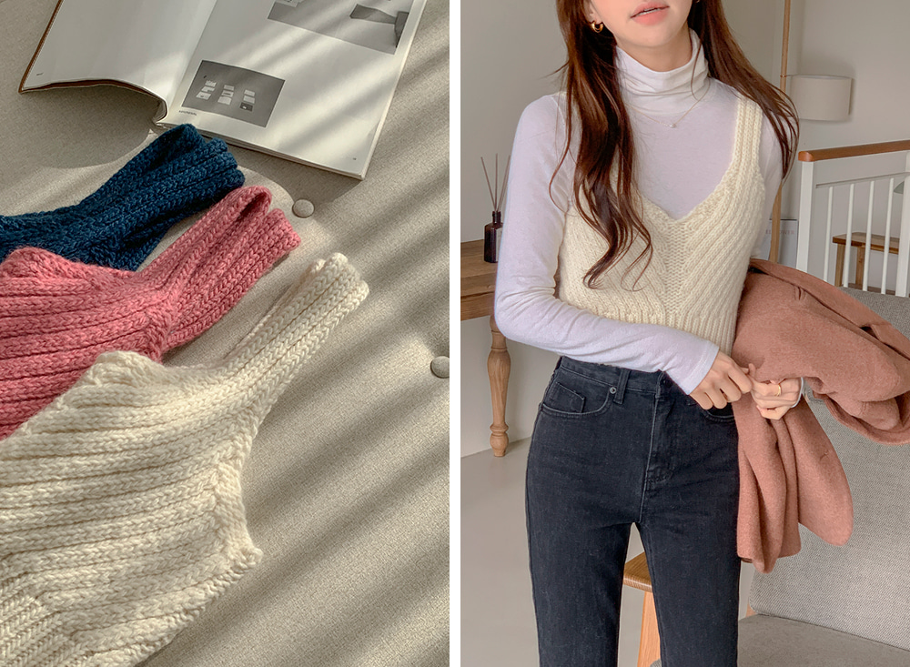 Vネックウール混ニットビスチェ | レディースファッション通販 - DHOLIC