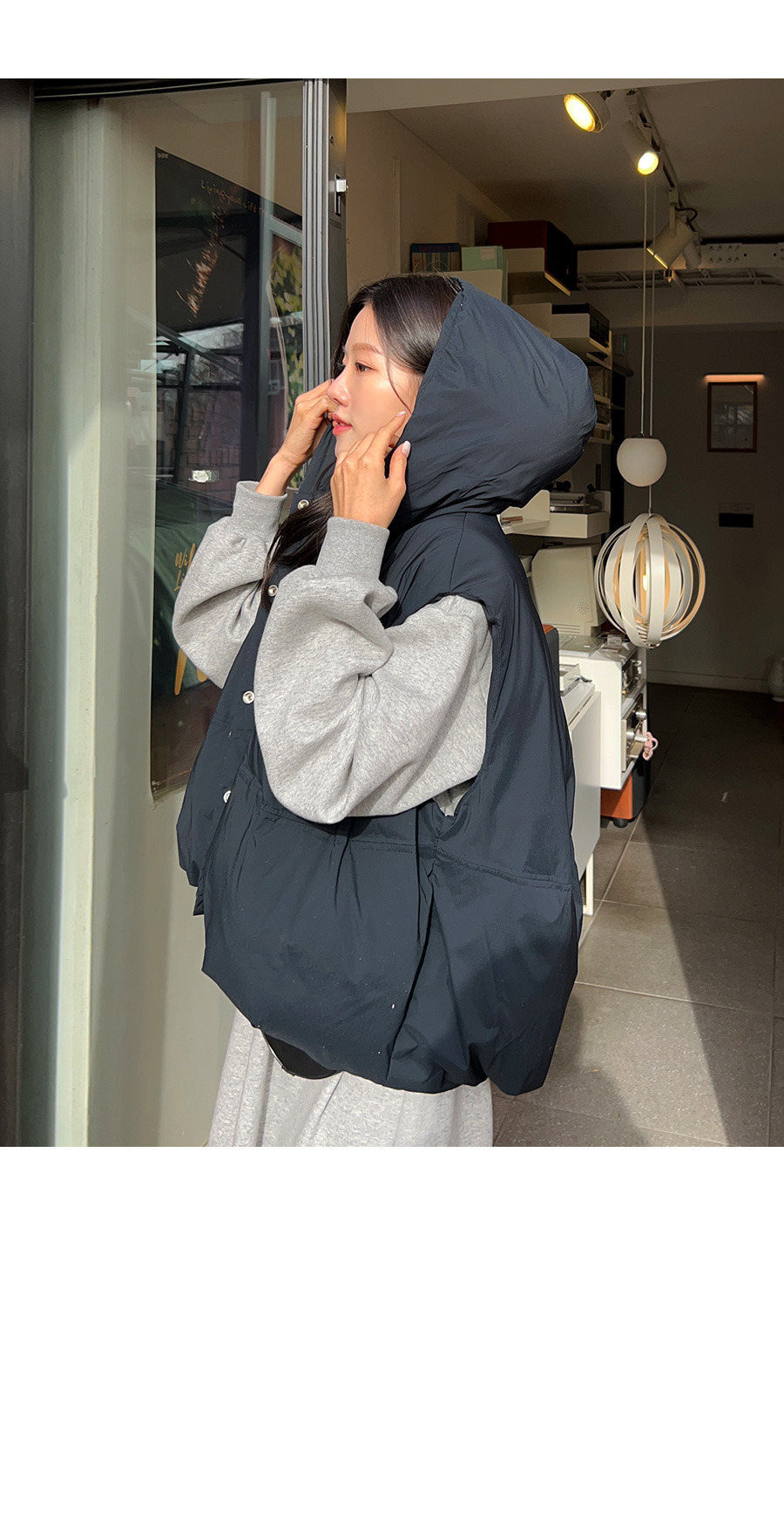 バルーンシルエットフードダウンベスト | レディースファッション通販