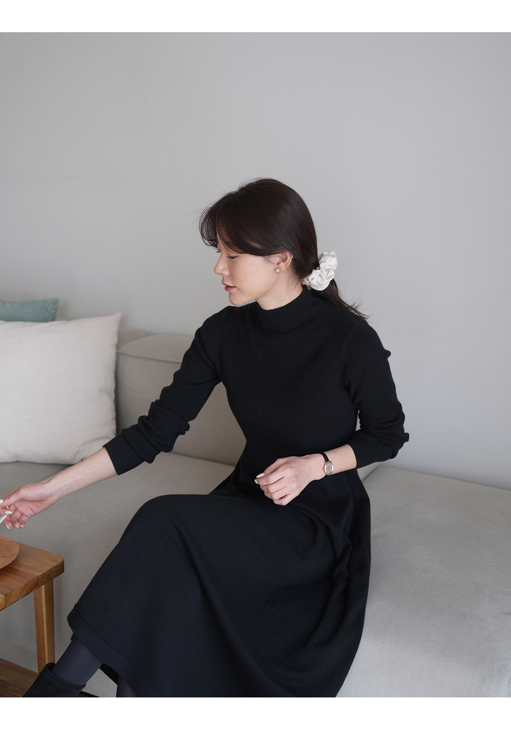 モックネックフレアニットワンピース | レディースファッション通販