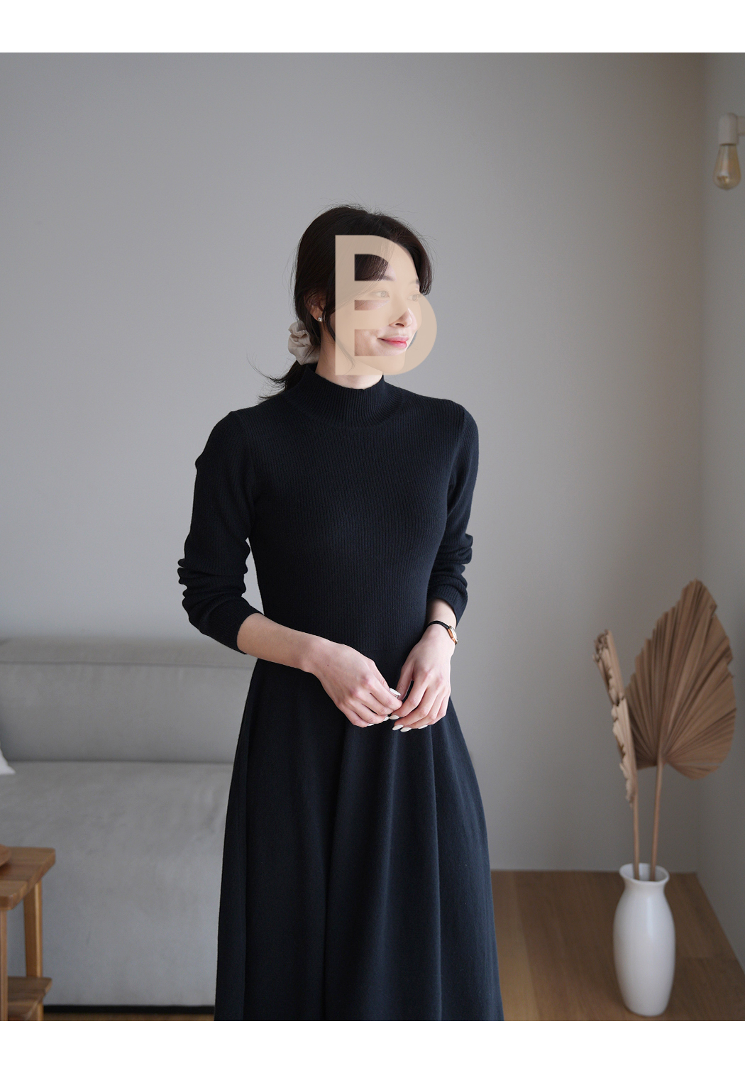 モックネックフレアニットワンピース | レディースファッション通販