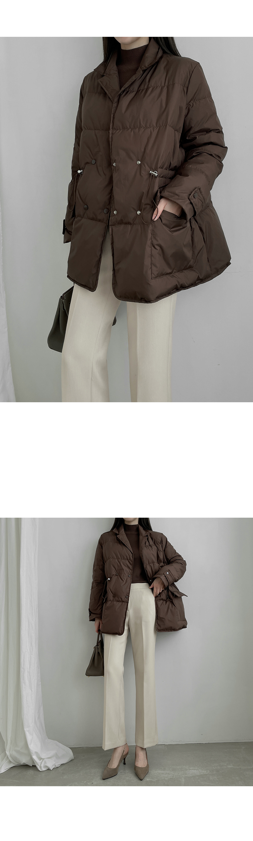 ダブルボタンテーラードカラーダウンジャケット | レディース