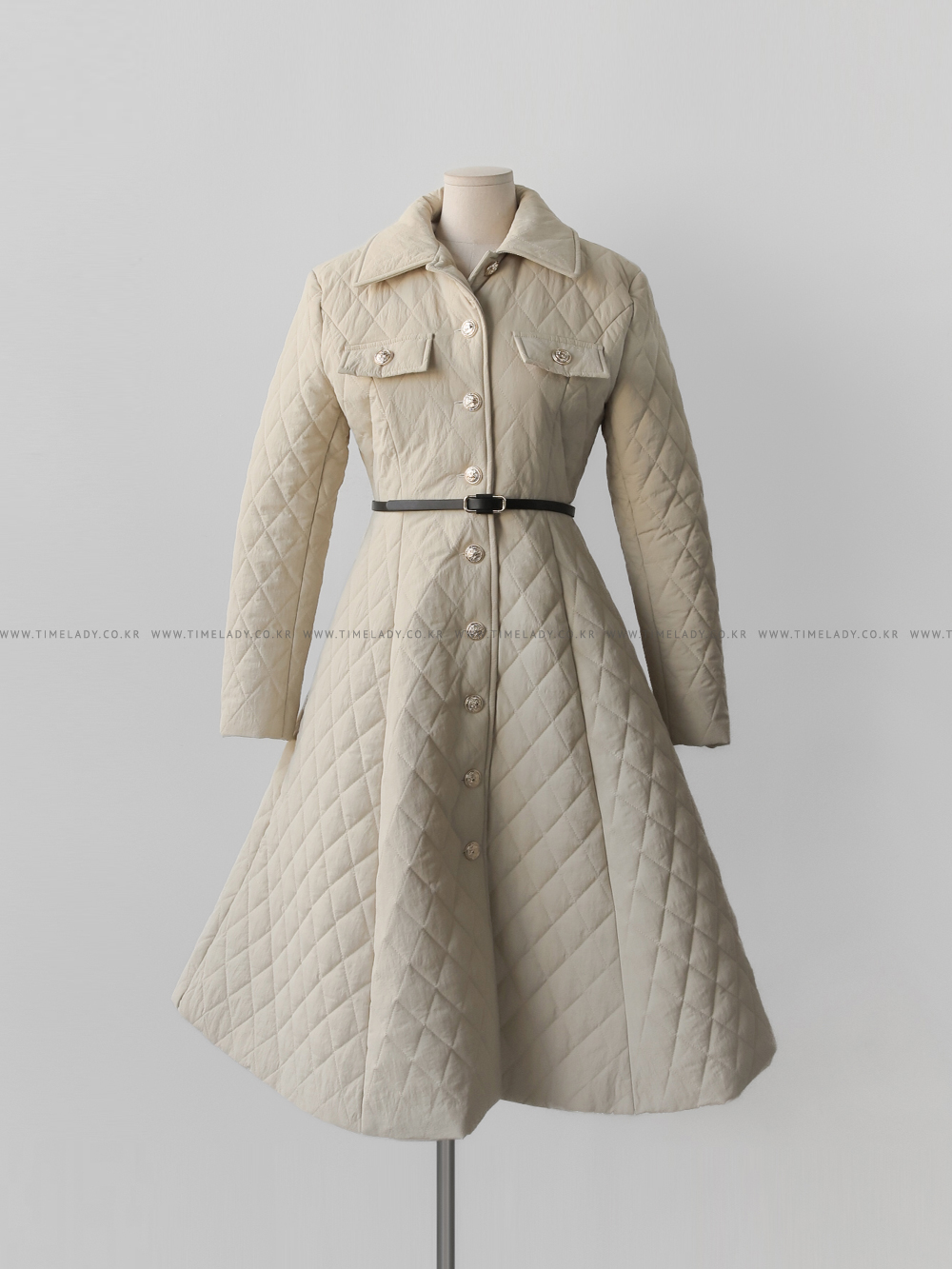 ファー裏地キルティングフレアコート | レディースファッション通販