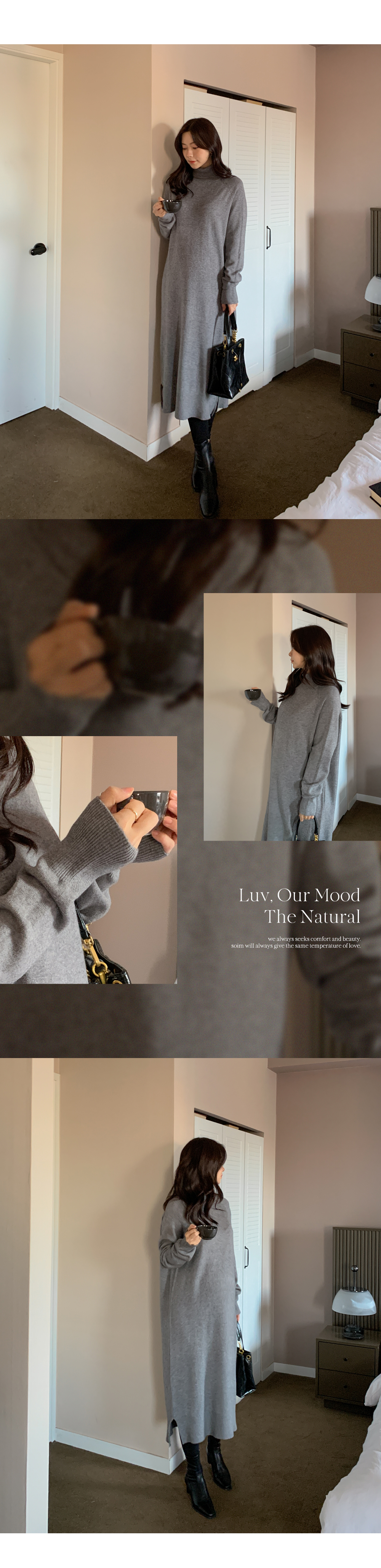 タートルネックスリットニットワンピース | レディース タートルネックスリットニットワンピース | レディース