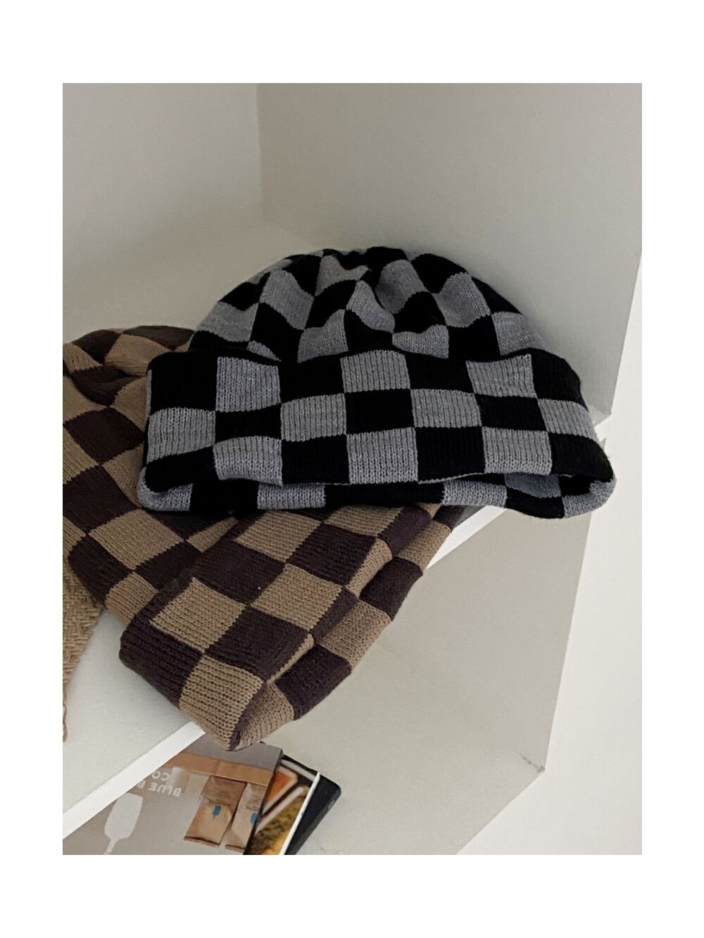 ブロックチェックニットビーニー | レディースファッション通販 - DHOLIC