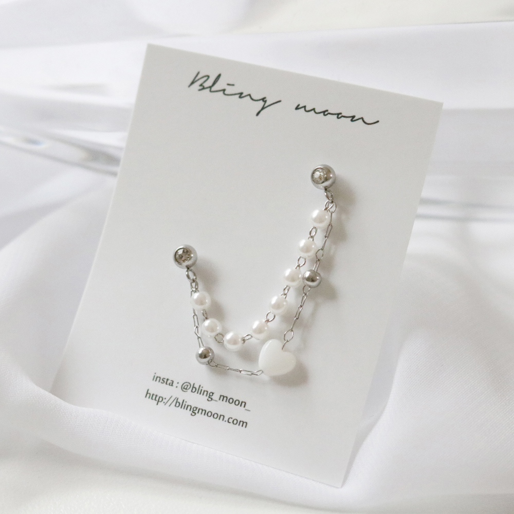 【新品未使用】K18 片耳twoホールパールチェーンピアス TIFFANY&Co. Tiffany&Co. ティファニー パール バイザヤード
