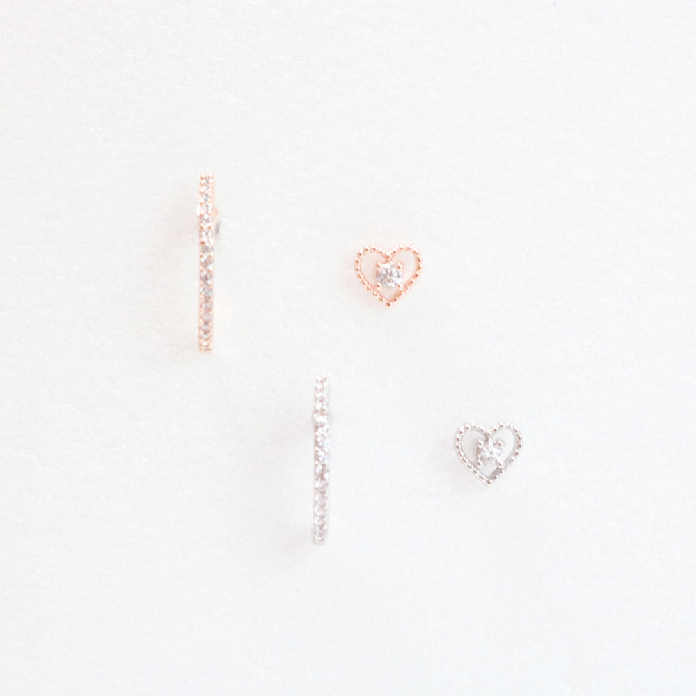 2TYPEハーフリングハートピアス(片耳用) | レディースファッション通販