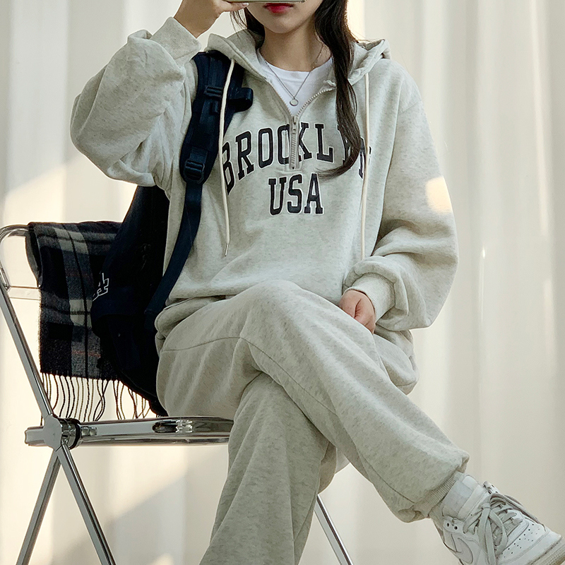 裏起毛ブルックリンハーフジップスウェット上下SET | レディース