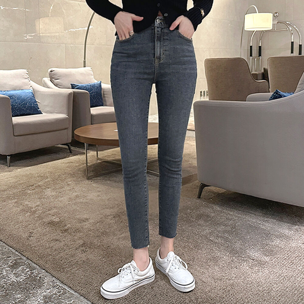 グレーカラースキニーデニムパンツ | レディースファッション