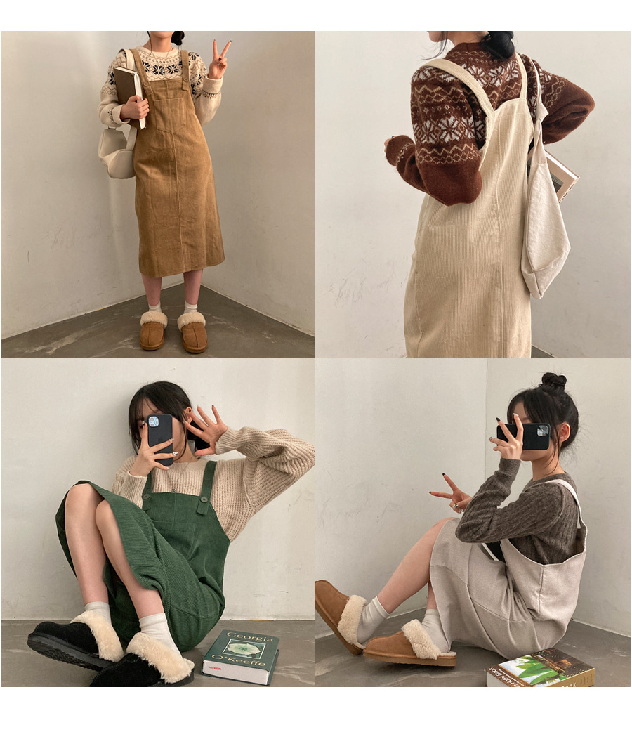 ワンポケコーデュロイサロペットワンピース | レディースファッション