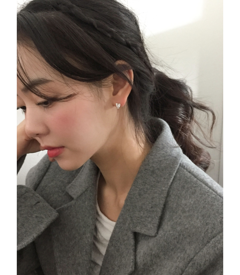 ダイヤカットハートキュービックピアス | レディースファッション通販