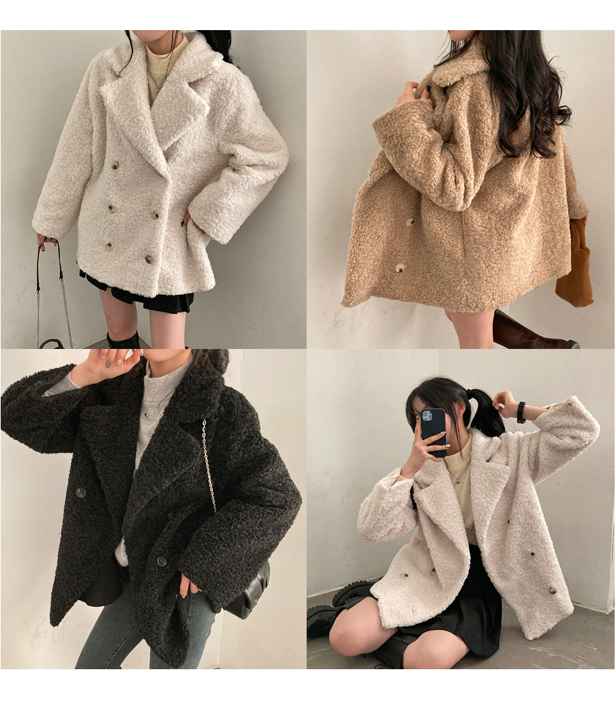 もこもこボアダブルボタンハーフコート | レディースファッション通販