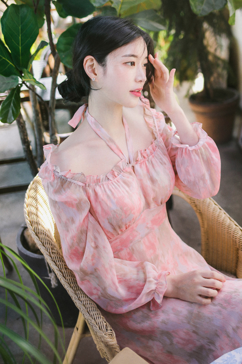 ペイズリー フリルネック シフォン Aライン フレア ワンピース ワンピース Aライン ロング丈 レディース 女性 長袖 シフォン