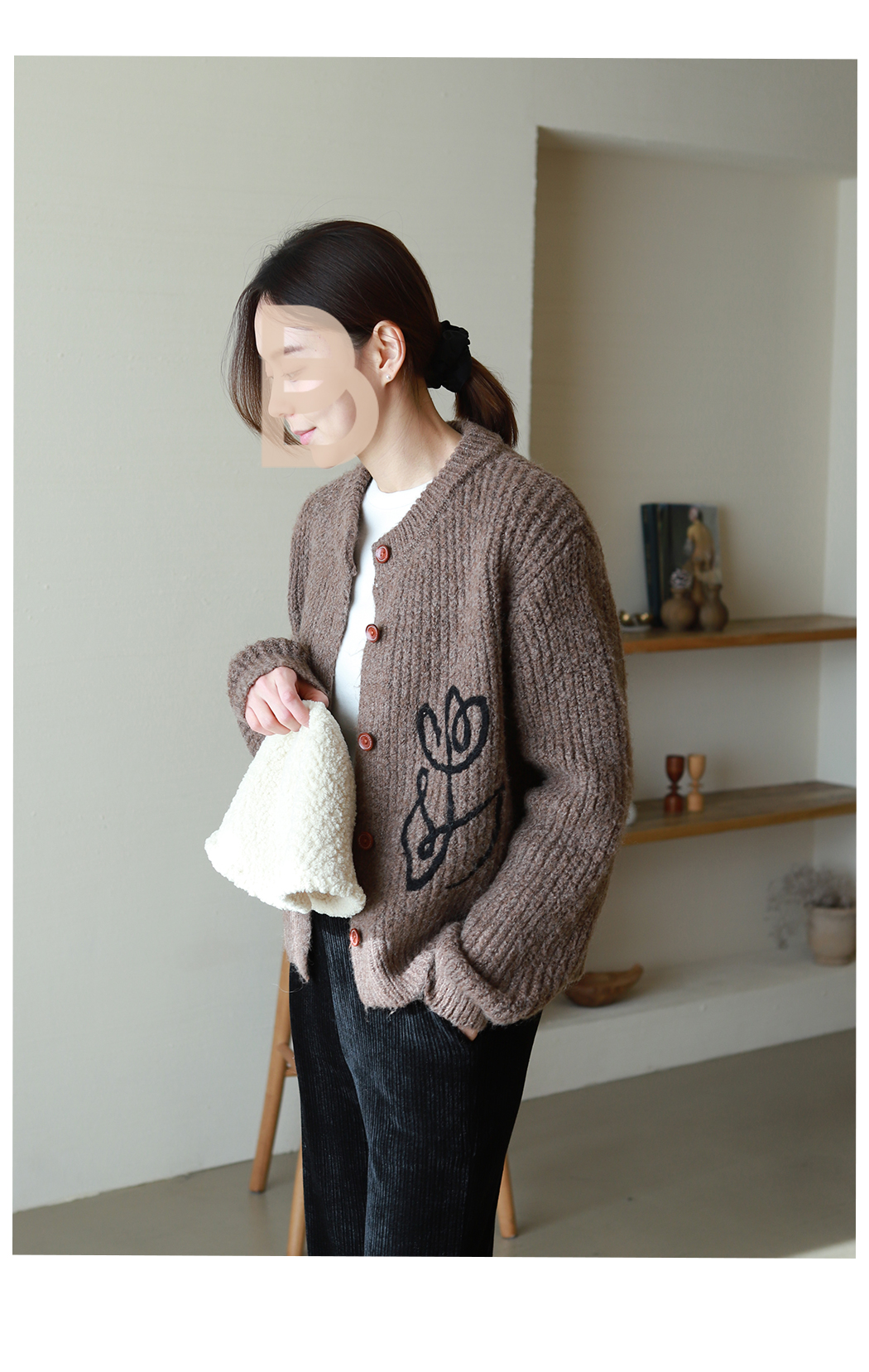 チューリップ刺繍ニットカーディガン | レディースファッション