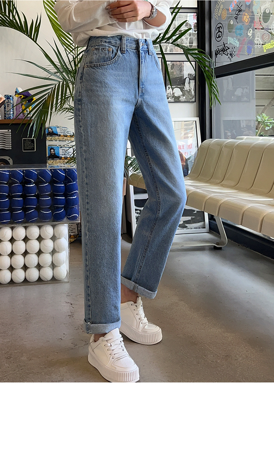 ストレートライトブルーデニムパンツ | レディースファッション通販