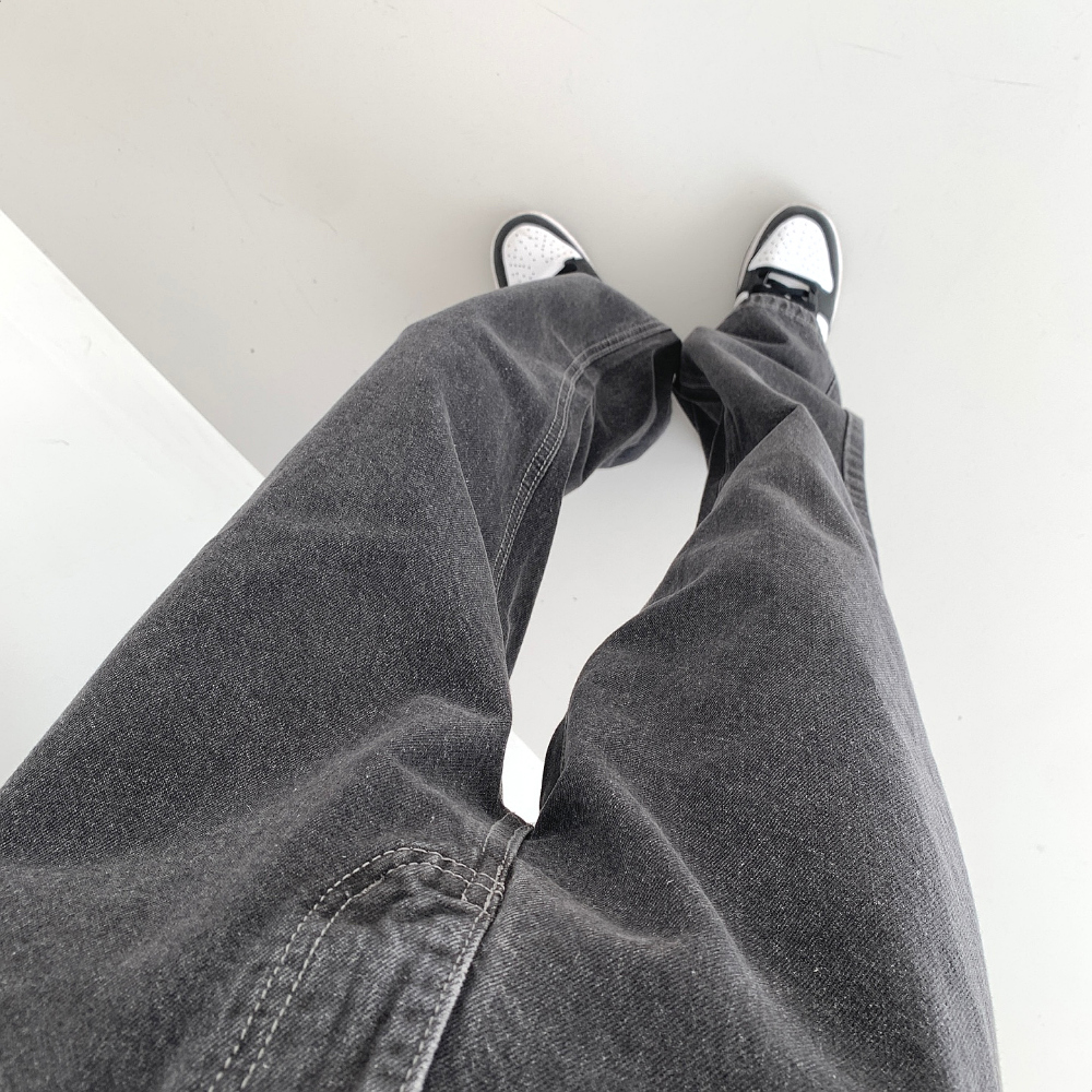 グレーカラーストレートデニムパンツ | レディースファッション通販