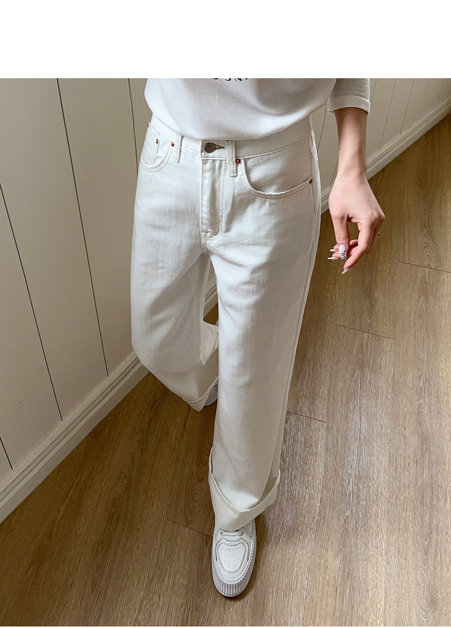 ホワイトストレートデニムパンツ | レディースファッション通販