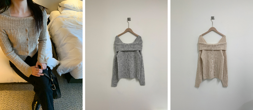 フロントボタンオフショルニット | レディースファッション通販 - DHOLIC