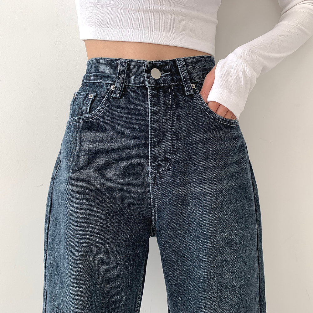 ハイウエストウォッシュドワイドデニムパンツ | レディース
