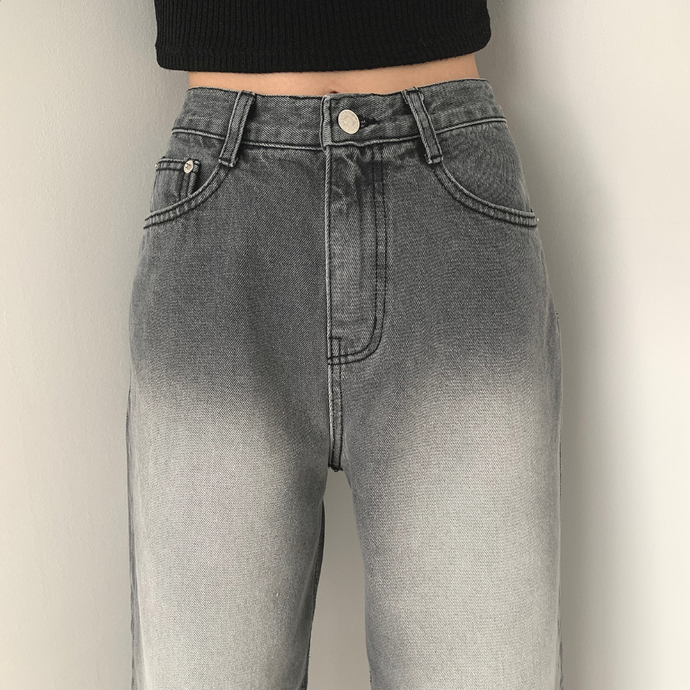 グレーウォッシュワイドデニムパンツ | レディースファッション通販