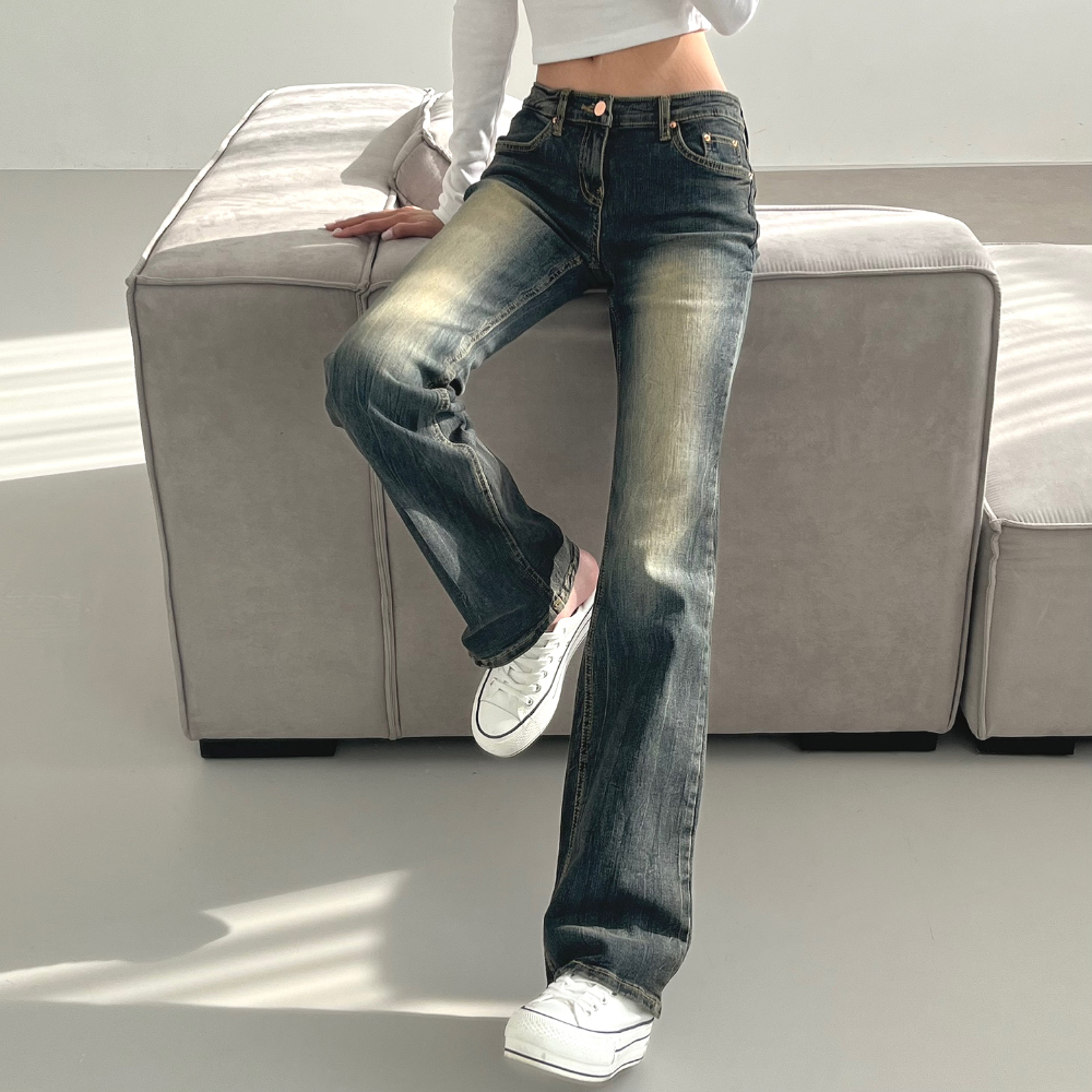 SEMICOUTURE ウォッシュデニム フレアロングスカート ロングスカート