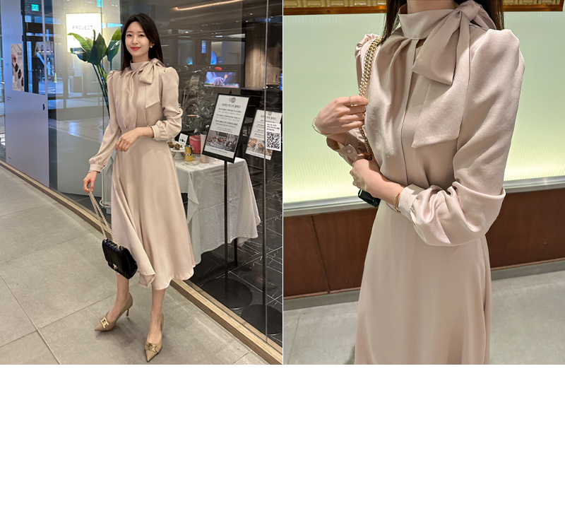 ボウタイサテンワンピース | レディースファッション通販 - DHOLIC