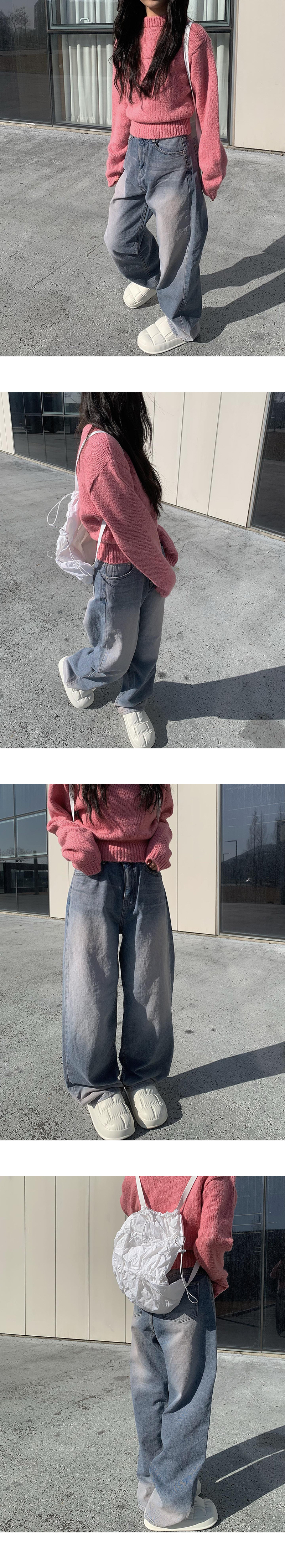 ピンクウォッシュワイドデニムパンツ | レディースファッション