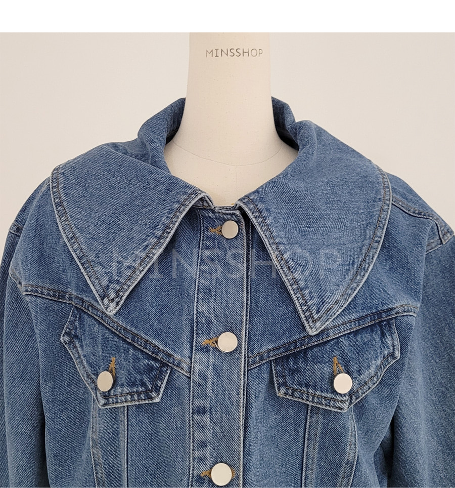 Dholic minsshopワイドカラークロップドデニムジャケット　Gジャン ワイドカラークロップドデニムジャケット | レディース
